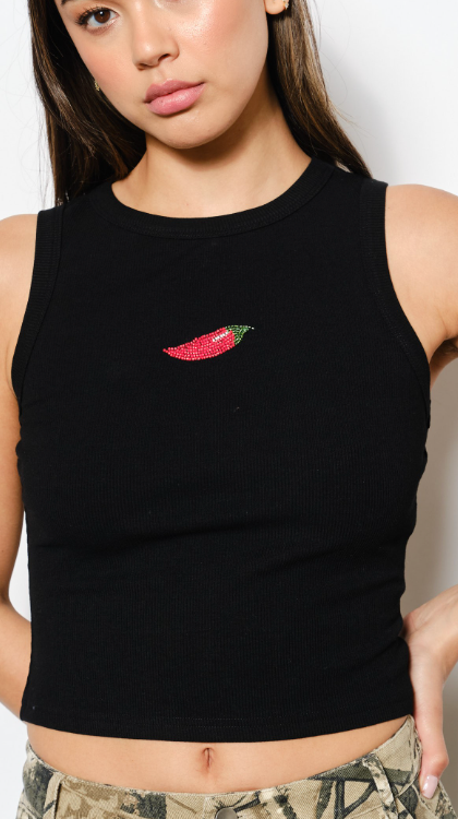 Chili Pepper Beaded Tank Top