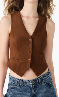 Brown Faux Suede Vest by Steve Madden