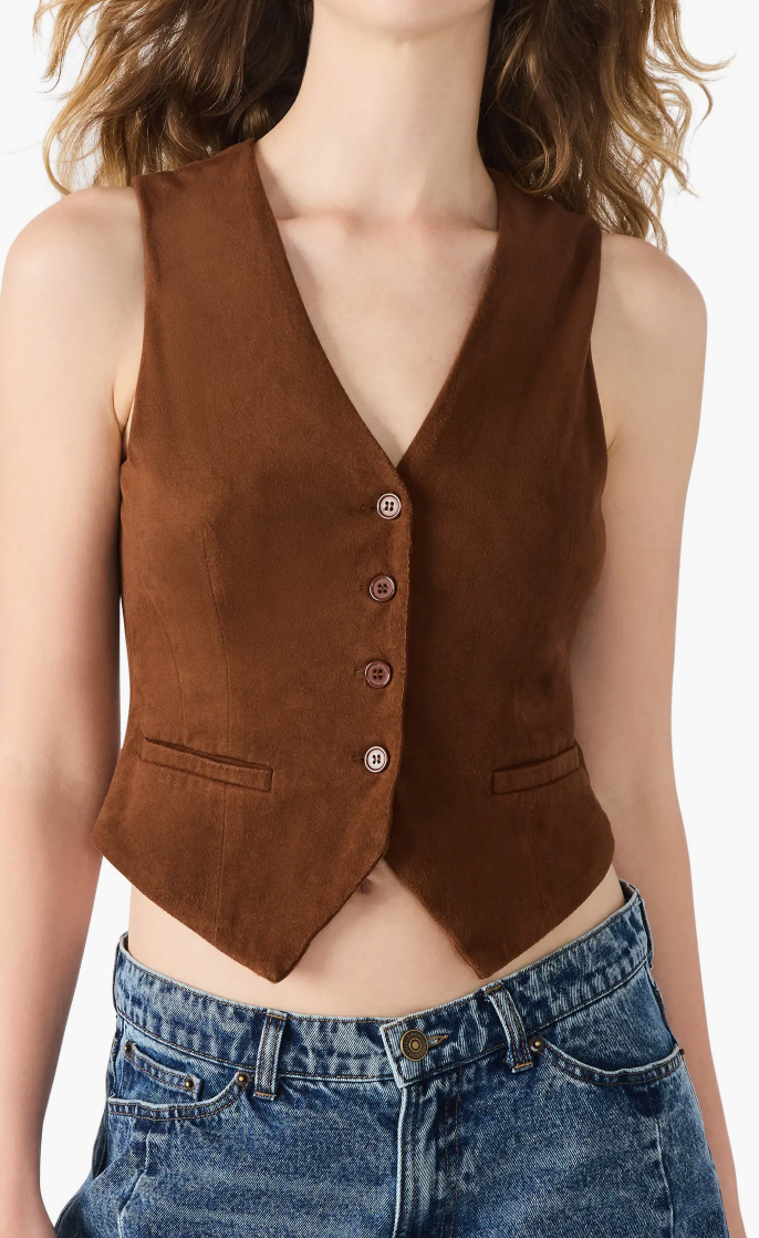 Brown Faux Suede Vest by Steve Madden