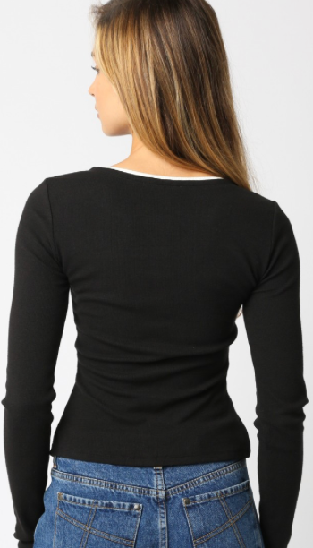 Button Down Sweater Top in Truffle or Black