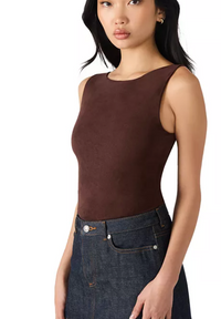 Brown Faux Suede Bodysuit by Steve Madden
