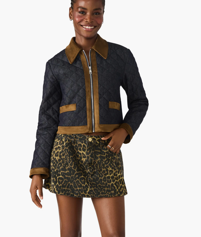 Denim and Suede Collar Jacket by Steve Madden