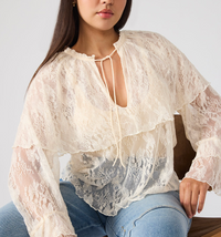Lace Ruffle Long Sleeve Top by Steve Madden