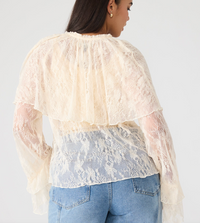 Lace Ruffle Long Sleeve Top by Steve Madden