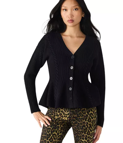 Courtney Black Peplum Sweater by Steve Madden