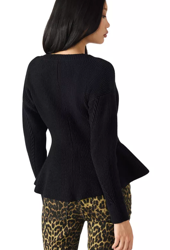 Courtney Black Peplum Sweater by Steve Madden