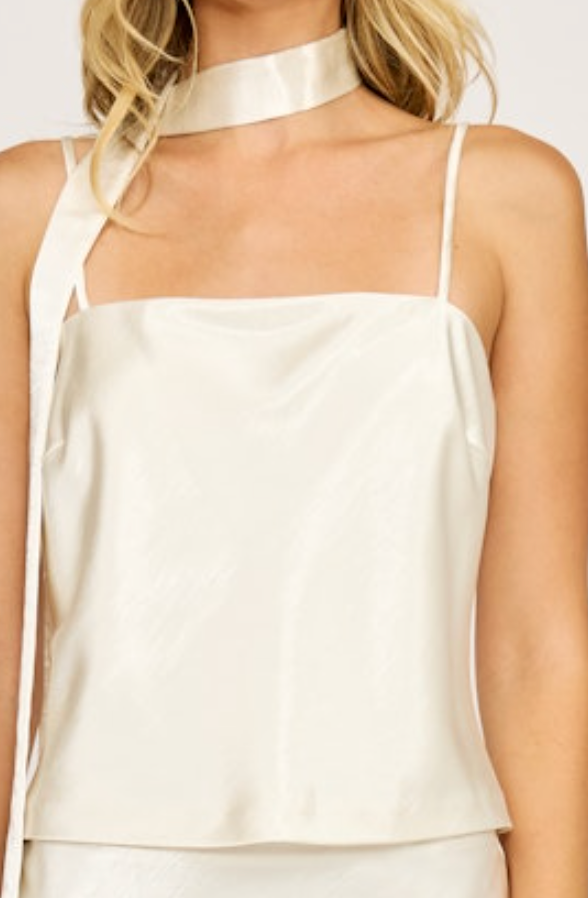 White Satin Top by Lucy Paris