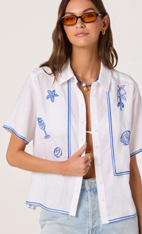 Trace Embroidered Button Down Top by ASTR