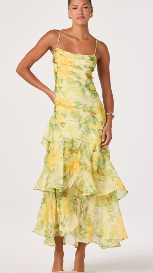 Yellow Floral Alison Midi Dress by ASTR