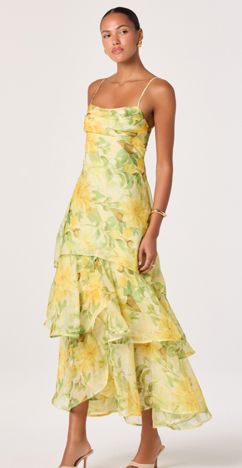 Yellow Floral Alison Midi Dress by ASTR