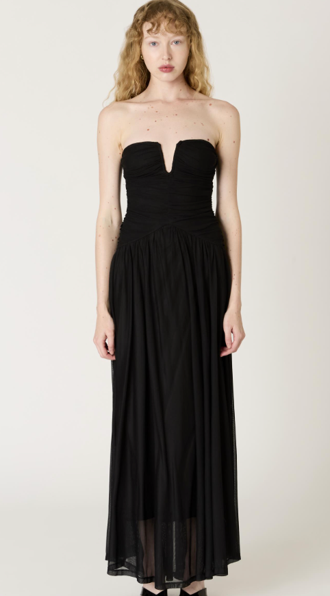 Beverly Strapless Maxi Dress by NIA (available in green or black)