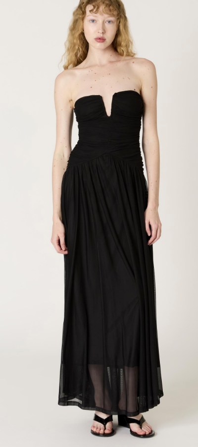 Beverly Strapless Maxi Dress by NIA (available in green or black)