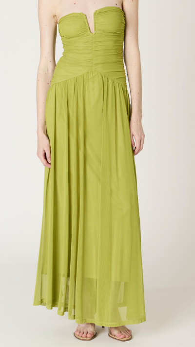 Beverly Strapless Maxi Dress by NIA (available in green or black)
