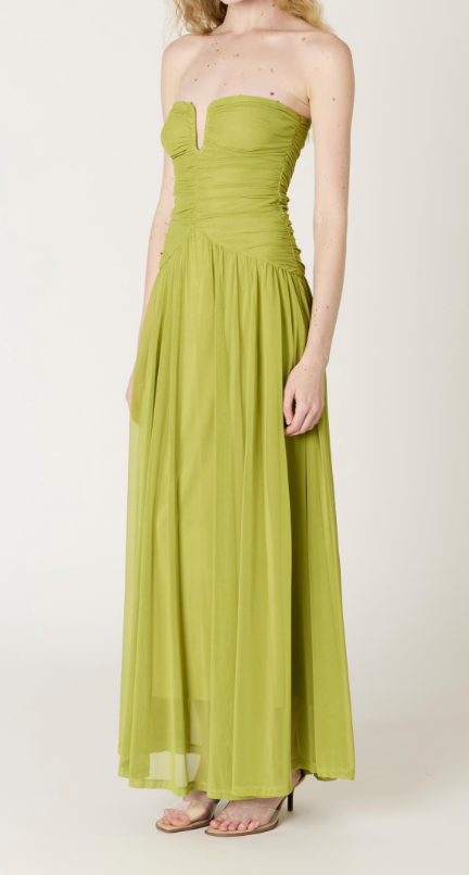 Beverly Strapless Maxi Dress by NIA (available in green or black)