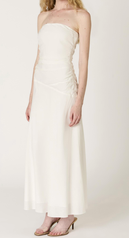 Caricia White Strapless Midi Dress by NIA