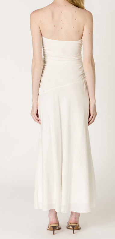 Caricia White Strapless Midi Dress by NIA