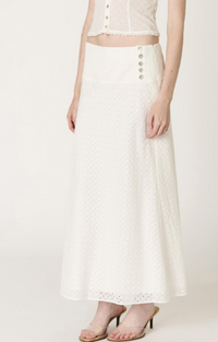 Hiedra White Lace Midi Skirt by NIA