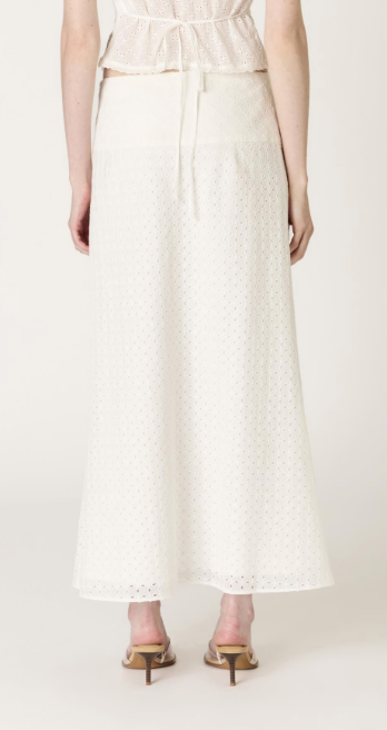 Hiedra White Lace Midi Skirt by NIA