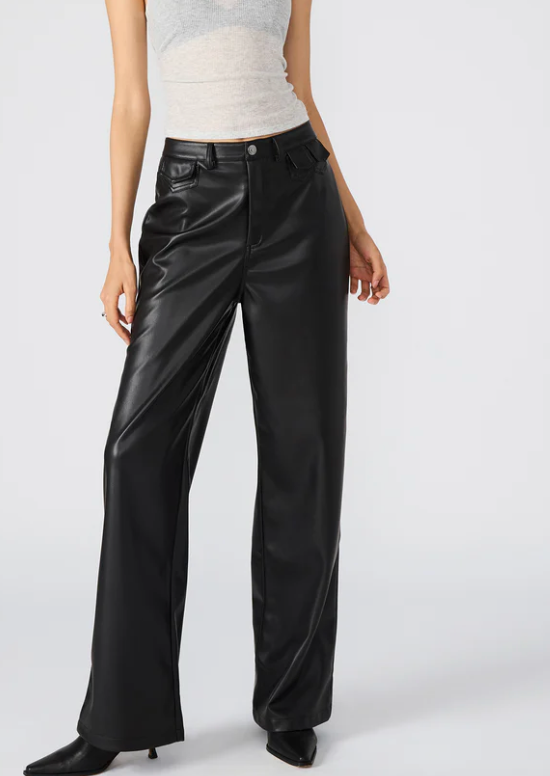 Geraldine Black Vegan Leather Pant by Steve Madden