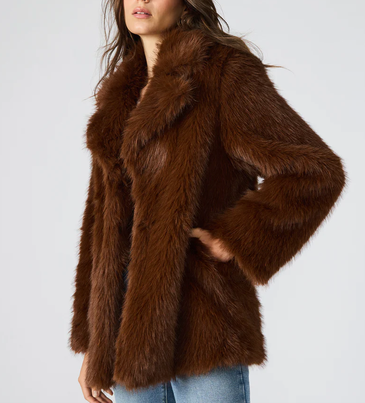 Brown Faux Fur Jacket by Steve Madden