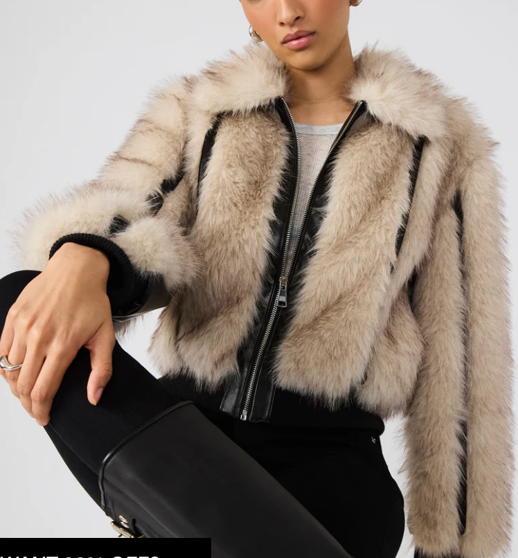 Charmaine Vegan Leather Faux Fur Jacket by Steve Madden
