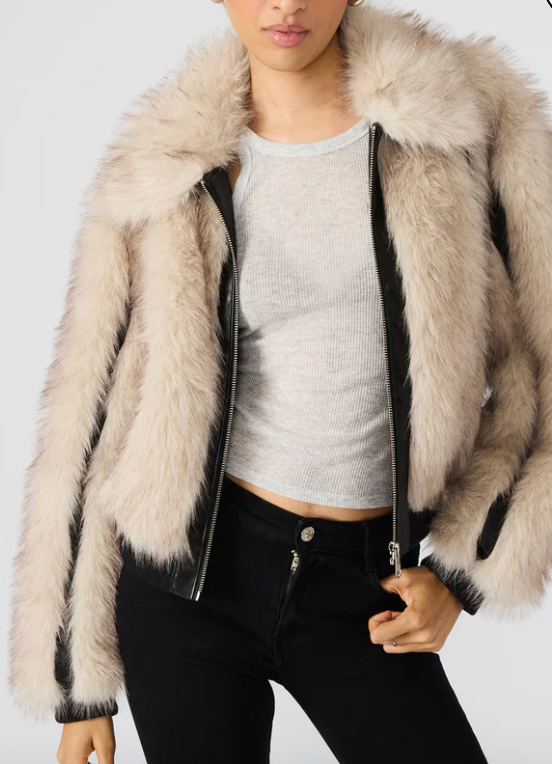 Charmaine Vegan Leather Faux Fur Jacket by Steve Madden
