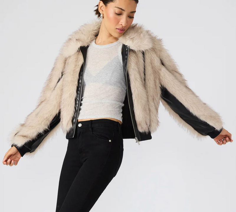Charmaine Vegan Leather Faux Fur Jacket by Steve Madden