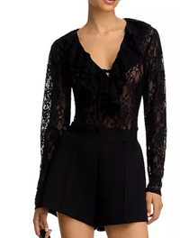 Elvie Black Lace Ruffle Top by Steve Madden
