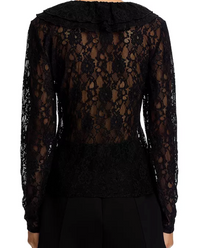 Elvie Black Lace Ruffle Top by Steve Madden