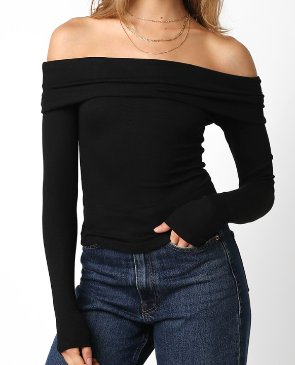 Off the Shoulder Long Sleeve Top
