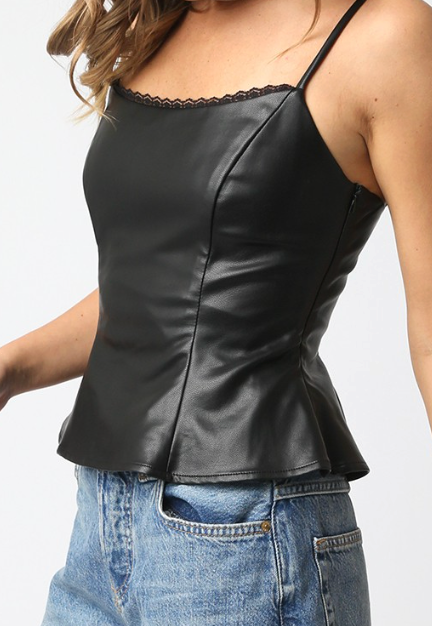 Vegan Leather Top in Black