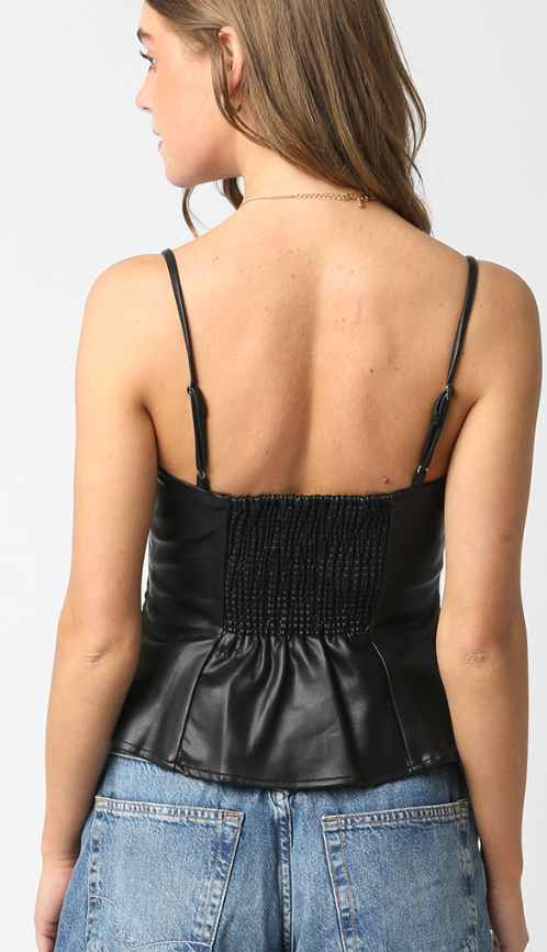 Vegan Leather Top in Black