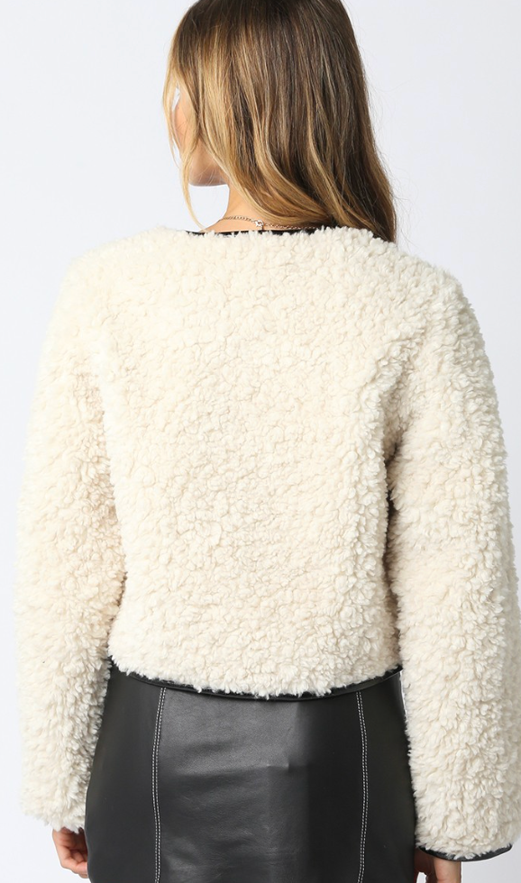 Cream Sherling Button Down Jacket