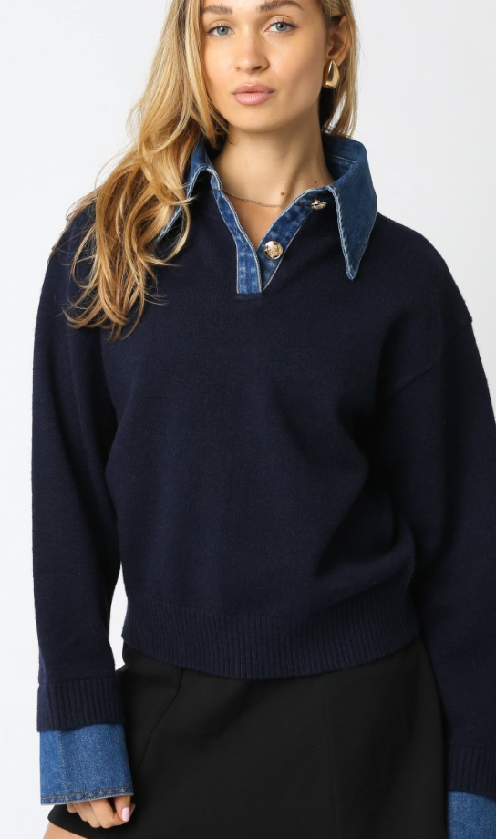 Denim Sweater Top