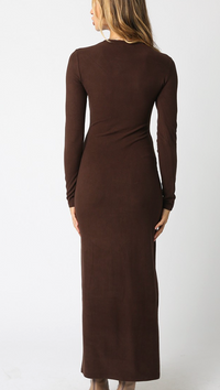 Brown Vegan Suede Maxi Dress