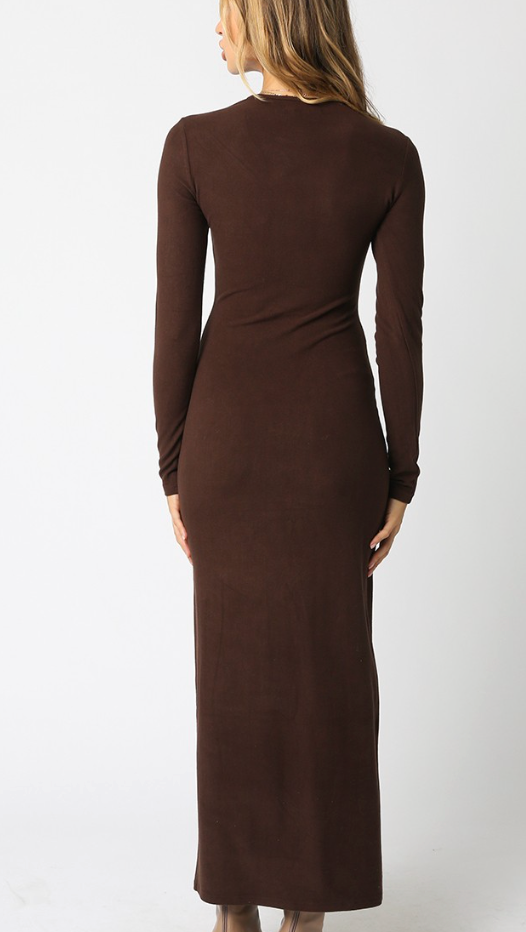Brown Vegan Suede Maxi Dress