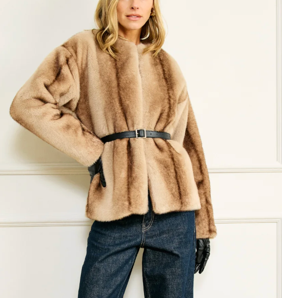 The City Faux Fur Jacket by Line and Dot