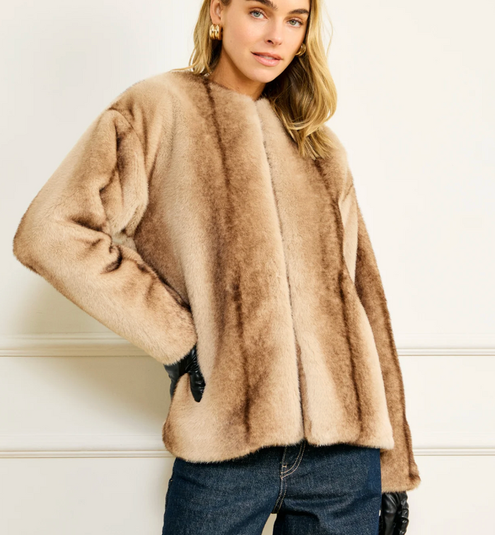 The City Faux Fur Jacket by Line and Dot
