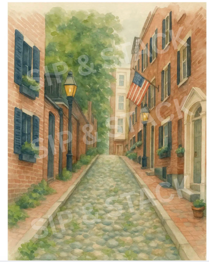 Acorn Street Print by Sip & Stack
