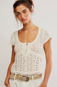 Lace Short Sleeve Top by Free People