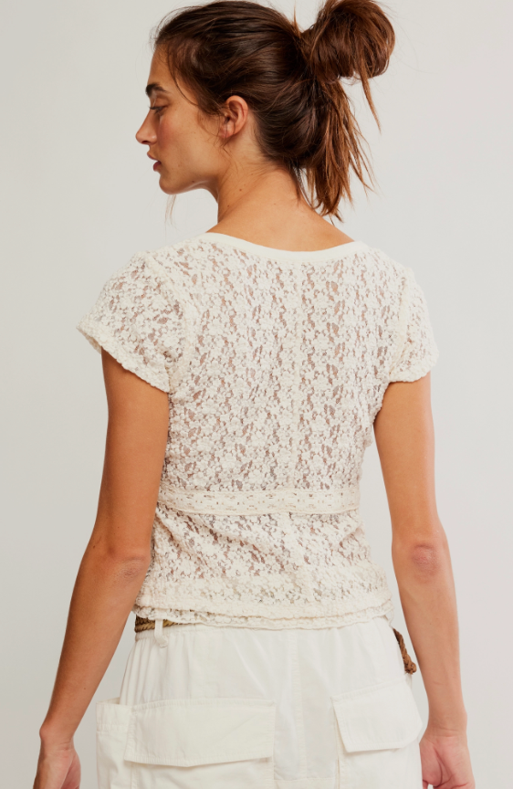 Lace Short Sleeve Top by Free People