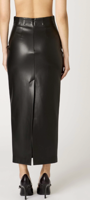 Brown Vegan Leather Skirt by NIA