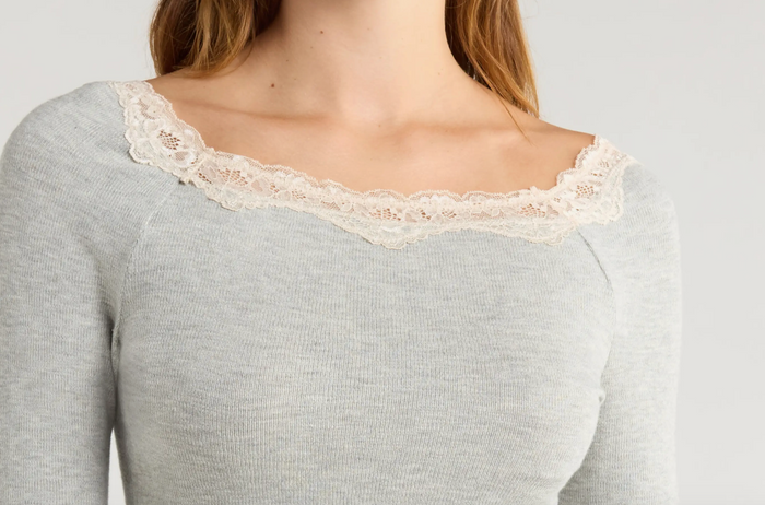 Long Sleeve Top with Lace Collar by Free People