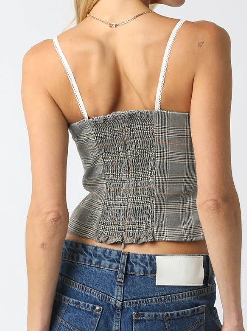 White Plaid Corset Top