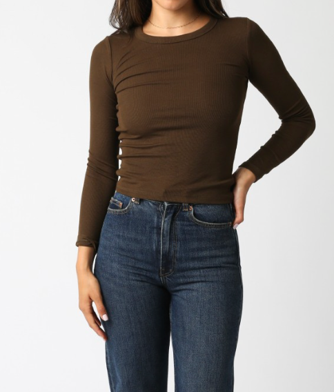 Long Sleeve Top in Black, Grey, Brown or Light Grey