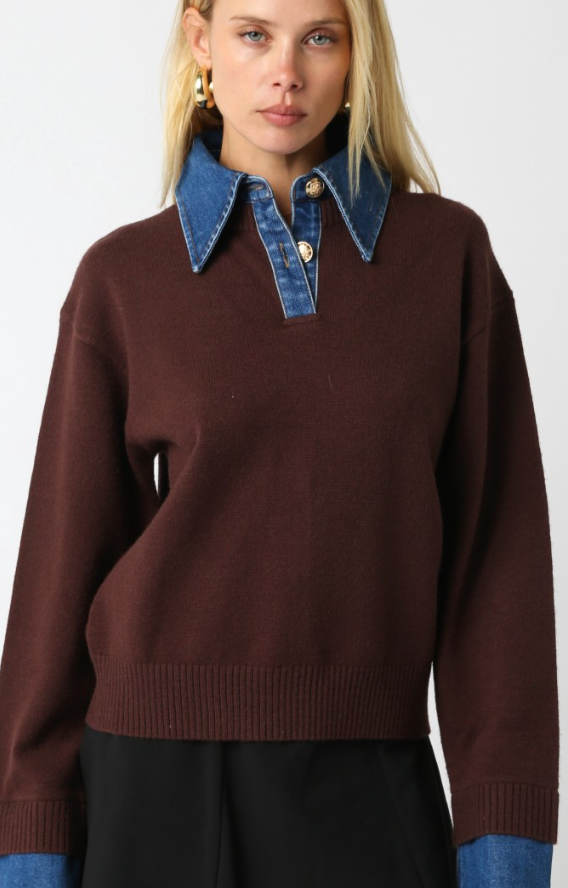 Denim Sweater Top