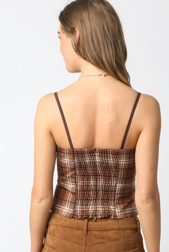 Brown Plaid Corset Top
