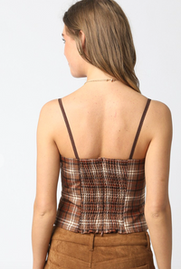 Brown Plaid Corset Top