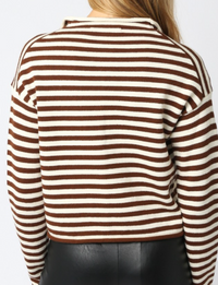 Brown Striped Button Down Sweater