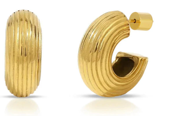 Gold Hoop Earring by Jurate